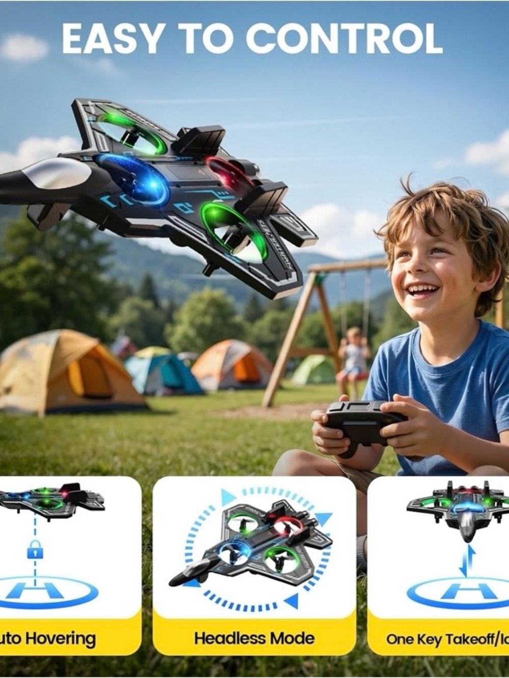 NEW - Remote Control Airplane RC Plane for Kids, Adults, Foam Fighter Jet Planes - Picture 4 of 7